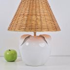 Vintage Appel Tafellamp Keramiek Wit Eclectic ‘70 Sculptuur thumbnail 4