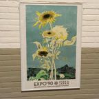 Vintage Jean Jansem Sunflower Poster, Expo'90, Osaka Japan thumbnail 4