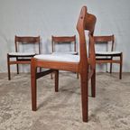 4 Vintage Deense Eetkamerstoelen Jaren 60 Teak Bouclé 60S thumbnail 13