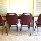 Prachtige Retro Vintage Uitschuifbare Tafel Met 5 Vintage Stoelen thumbnail 7