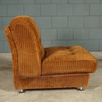 Midcentury Modulaire Bank – Bruine Ribstof – Jaren 70 thumbnail 11