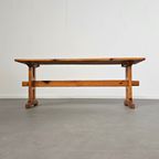 Scandinavian Modern Solid Pinewood Benches And Dining Table, 1970's thumbnail 11
