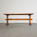 Scandinavian Modern Solid Pinewood Benches And Dining Table, 1970'S thumbnail 11