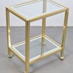 Vintage Bar Cart Trolley Serveerwagen Regency Messing Glas thumbnail 7