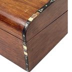 19Th C Fine English Mahogany Fineer Writing Box - With Mother Of Pearl Accent thumbnail 3