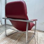 Vintage- Jaren '80 Fauteuil In Italiaans Rood Leer thumbnail 7