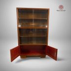 Vintage Notenhouten Vitrine/Boekenkast thumbnail 4