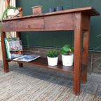 Robuuste Teak Houten Side Table Haltafel Landelijke Sidetable thumbnail 4