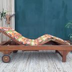 Luxe Loungebed Teak Houten Ligbed Verstelbaar Wiel Dienblad thumbnail 17