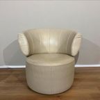 2X Rolf Benz 684 Fauteuils - Crème - Leder - Draaifauteuil thumbnail 6