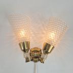 Set 2 Vintage Dubbele Wandlamp Messing Perplex ’60 Regency thumbnail 7