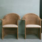 Vintage Luit Van Der Helm Rotan Slederok Stoelen (Nieuw Gestoffeerd) thumbnail 2