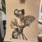 Uknown, Lady With Fan, Monochrom (Black And  White) thumbnail 6