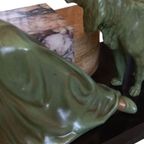 Jacques Limousin Beeld. Art-deco Dame Met Haar Honden thumbnail 5
