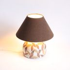 Studio Ceramic Table Lamp With Leaves, France 1960S thumbnail 9