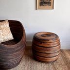 Rotan Bamboe Kruk Bijzettafel Vintage Crespi Stijl thumbnail 3