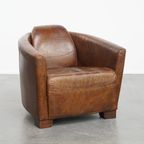 Comfortabele En Unieke Bruine Aviator Design Fauteuil Gemaakt Van Rundleer thumbnail 2