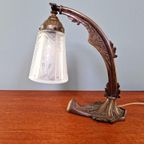 Art Deco Bureaulamp In Brons En Gesatineerd Glas, 1920-30 thumbnail 9