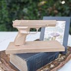 Decoratieve Gun, Goudkleurig Wapen, Pistool Op Houder thumbnail 3