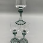 Set Vintage Kristal Glaasjes Grijs/blauwe Voet 3 Stuks thumbnail 4