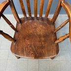 Antieke Bruine Windsor Armstoel Met Hoge Rug thumbnail 8