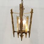 Antieke Vintage Franse Messing Lantaarnlamp Hanglamp Lamp 06 thumbnail 13