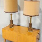 Set Van 2 Grote Vintage Klasiek Messing Tafellampen thumbnail 3