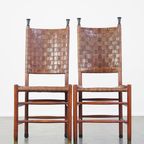 Set Van 6 Schuitema Eetkamerstoelen Uit De Shaker Collectie Met Gevlochten Leren Zitting thumbnail 3