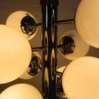 Chromen Vintage Hanglamp Met 9 Witte Glazen Bollen, Jaren, 60 thumbnail 23