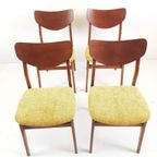 4 Deense Stoelen Teak Fineer Okergeel | Dining Chairs Teak thumbnail 3