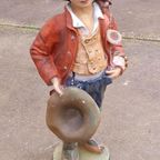 Vintage Gispen Beeld Zigeuner-, Kermis-, Draaiorgel Jongen. thumbnail 3
