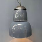 Grote Industriële Blauwgrijze Emaille Hanglamp thumbnail 3