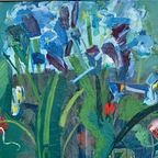 '50 S Vintage Origineel Schilderij Bloemen In Vazen thumbnail 2