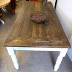 Prachtige Grote Landelijke Eettafel 220 Bij 97 Cm thumbnail 6