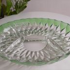 Vintage Ovale 4 Deels Kristalglas Schaal VEBA GLAS thumbnail 5