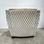 Vintage Fauteuil Met Houten Details, Velour - Ruitjespatroon thumbnail 4