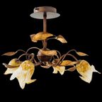 Vintage Italiaanse Murano Plafondlamp Goud Lelie Bloemen 1990’S thumbnail 7