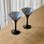 Rare Vintage Pair Of Smoky Glass Martini Glasses thumbnail 5