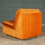 Midcentury Modulaire Zithoek/zitgroep – Velours Oranje – Jaren 70 thumbnail 10