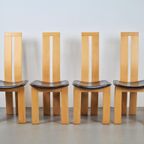 4 Vintage Beuken Leer Eetkamerstoelen Pietro Costantini Ello thumbnail 7