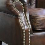 Set Van 2 Prachtige, Unieke En Comfortabele Bruin Generfde Rundleren Chesterfield Fauteuils thumbnail 15