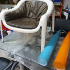 Very Rare Inside/outside Polyester Lounge Chair With Leather Upholstery 1960s thumbnail 9
