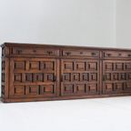 Spanish Brutalist Sideboard In Carved Solid Wood thumbnail 6