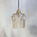 Hanglamp Amberkleurig Glas Goudkleurig Armatuur Jaren 70 thumbnail 4