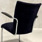 Gebr De Wit 1018 Fauteuil Vintage Design Donkerblauw Ribstof thumbnail 4