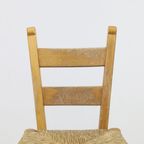 4x Vintage Barkruk Hout & Riet, 1970s thumbnail 8