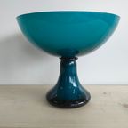 Glazen Schaal Aquablauw/Turquoise Op Voet thumbnail 2