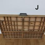 Brocante, Bruine Antieke Houten Letterbak, Wanddecoratie J thumbnail 10