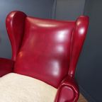 Rode Italiaanse Vintage Designfauteuil thumbnail 14