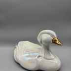 Art Deco Parelmoer Porseleinen Eend Wit Goud thumbnail 3